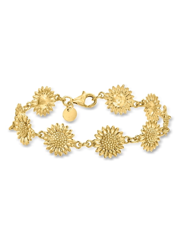 Italian 18kt Gold Over Sterling Sunflower Bracelet, Women's, Adult