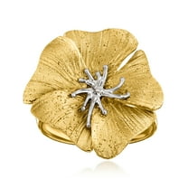Ross-Simons Italian 18kt Gold Over Sterling and Sterling Silver Flower Ring, Women's, Adult