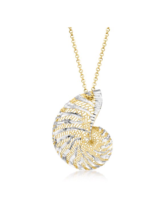 Italian 18kt Gold Over Sterling and Sterling Silver Seashell Necklace, Women's, Adult