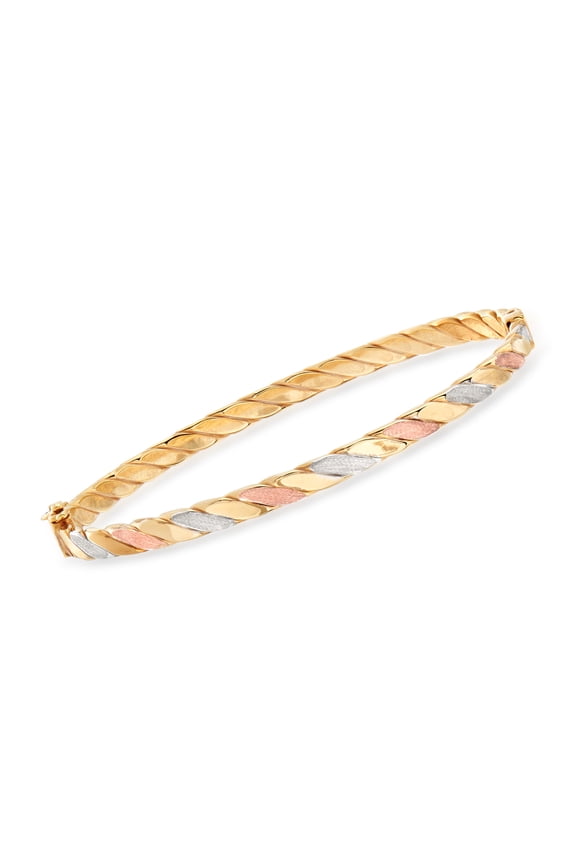 Italian 18kt Tri-Colored Gold Twisted Bangle Bracelet, Women's, Adult