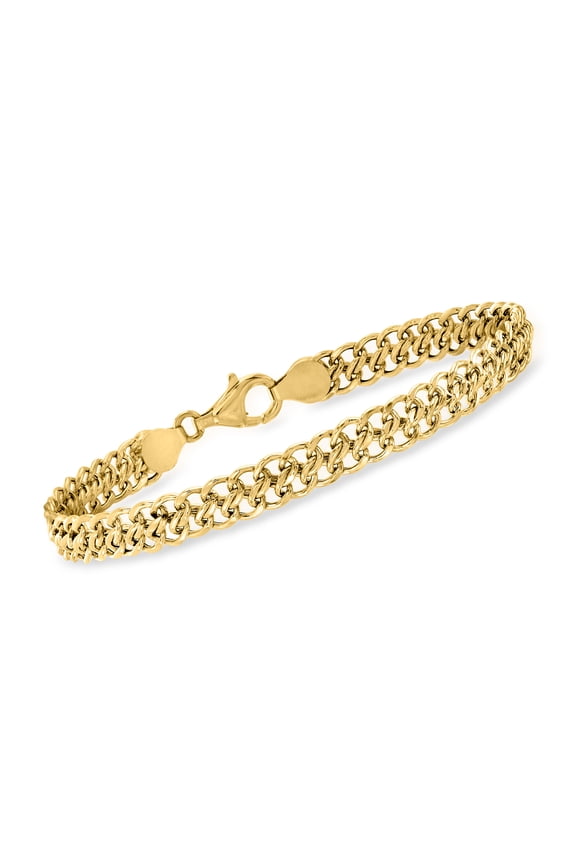 Italian 18kt Yellow Gold Flat-Link Chain Bracelet, Women's, Adult