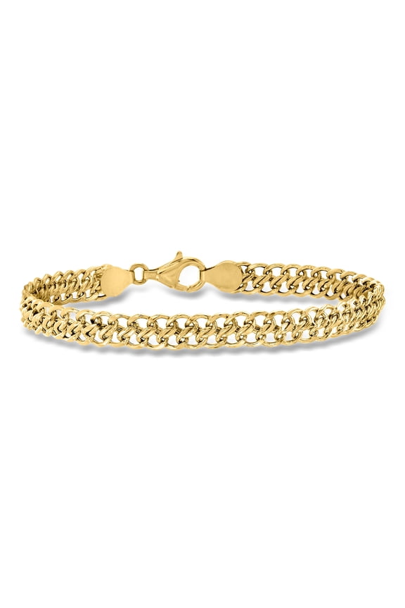Italian 18kt Yellow Gold Flat-Link Chain Bracelet, Women's, Adult