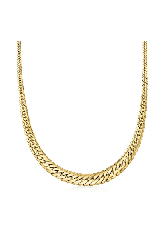 Italian 18kt Yellow Gold Graduated Cuban-Link Necklace, Women's, Adult