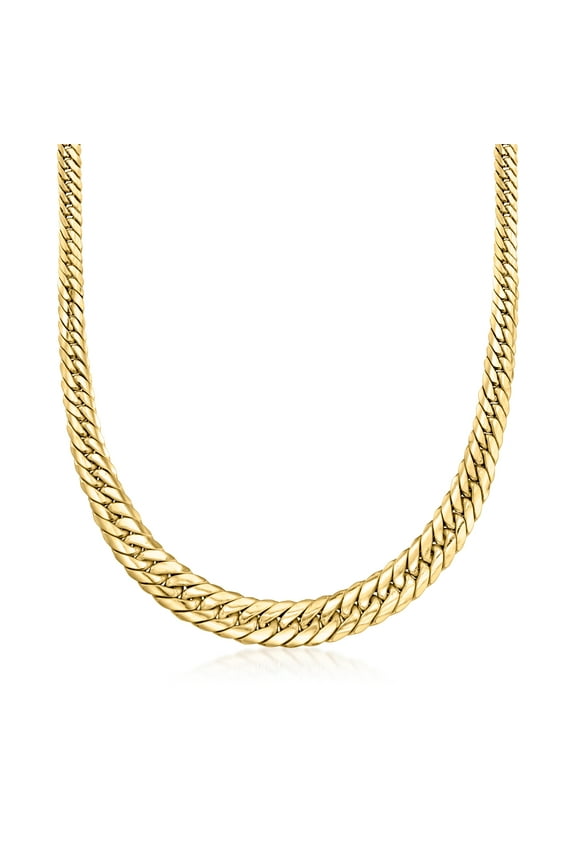 Italian 18kt Yellow Gold Graduated Cuban-Link Necklace, Women's, Adult