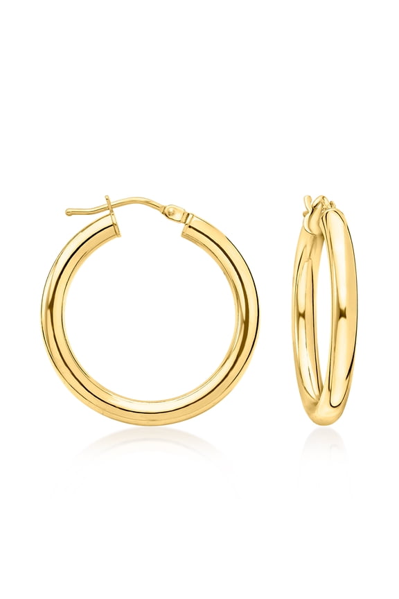 Italian 18kt Yellow Gold Hoop Earrings, Women's, Adult