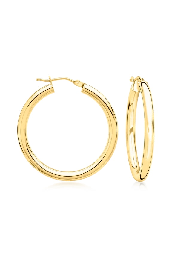 Italian 18kt Yellow Gold Hoop Earrings, Women's, Adult