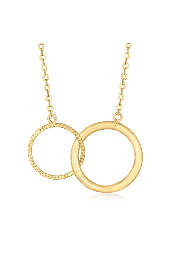 Italian 18kt Yellow Gold Interlocking-Circle Necklace, Women's, Adult