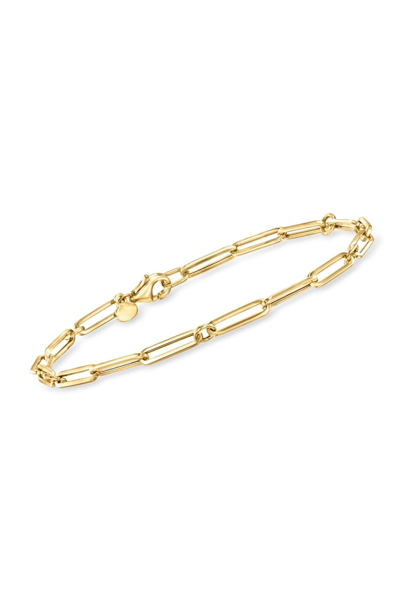 Italian 18kt Yellow Gold Paper Clip Link Bracelet, Women's, Adult