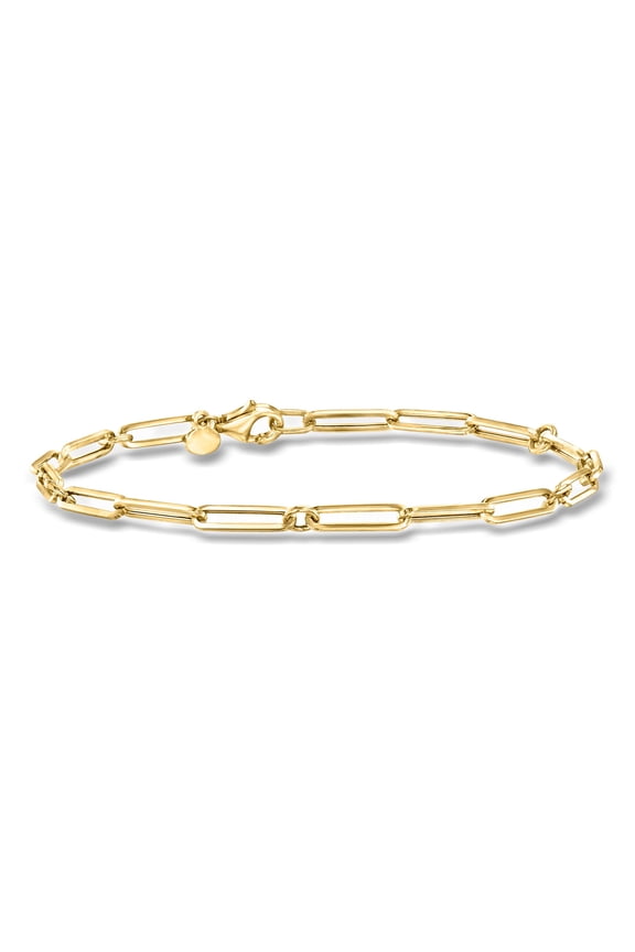 Italian 18kt Yellow Gold Paper Clip Link Bracelet, Women's, Adult