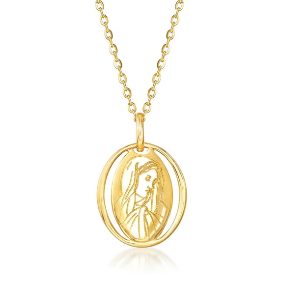 Ross-Simons Italian 18kt Yellow Gold Virgin Mary Pendant Necklace, Women's, Adult