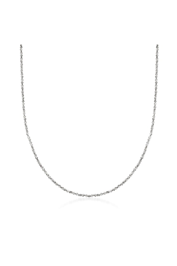 Italian 1mm 14kt White Gold Twisted Sparkle-Chain Necklace, Women's, Adult