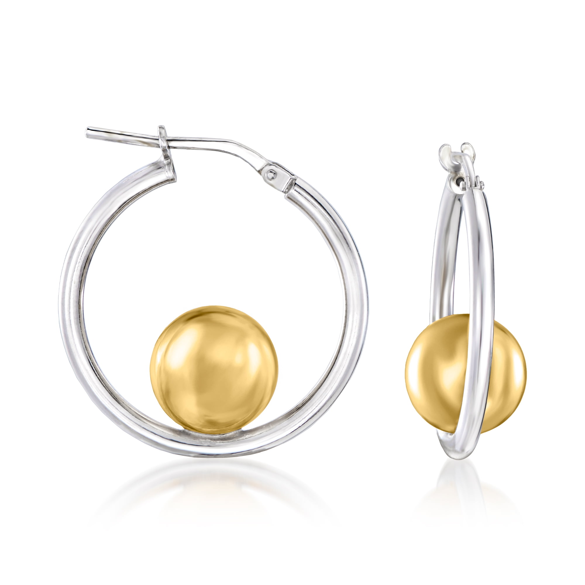 Ross-Simons Italian 2-Tone Sterling Silver Ball Hoop Earrings