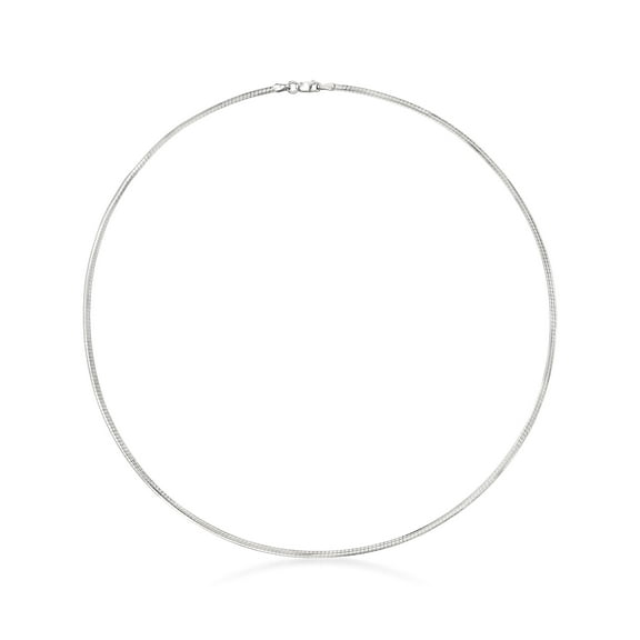Ross-Simons Italian 2mm Sterling Silver Omega Necklace, Women's, Adult