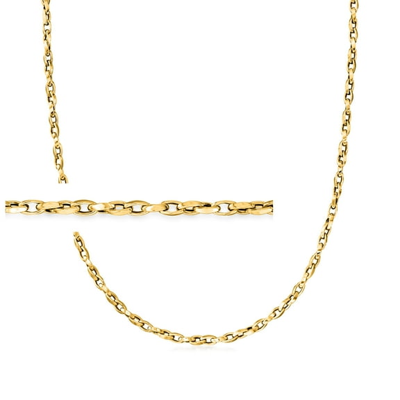 Ross-Simons Italian 3mm 14kt Yellow Gold Elongated Cable-Link Necklace, Women's, Adult