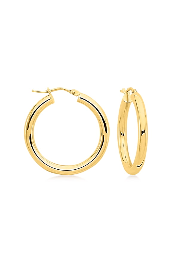 Italian 3mm 14kt Yellow Gold Hoop Earrings, Women's, Adult