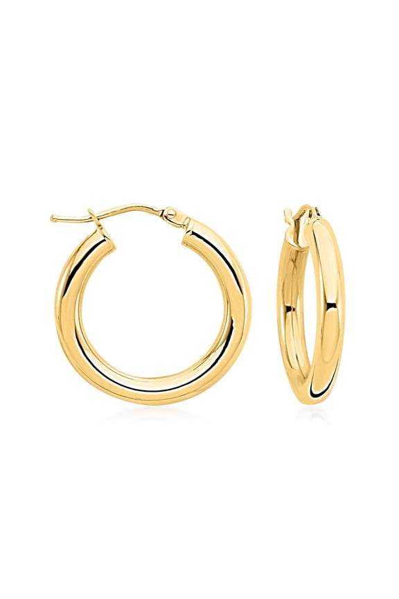 Italian 3mm 14kt Yellow Gold Hoop Earrings, Women's, Adult