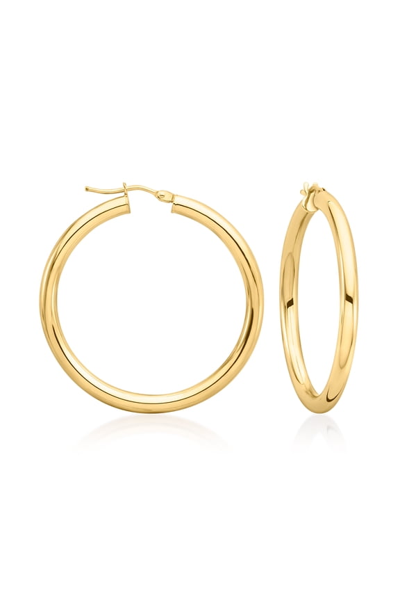 Italian 3mm 14kt Yellow Gold Hoop Earrings, Women's, Adult