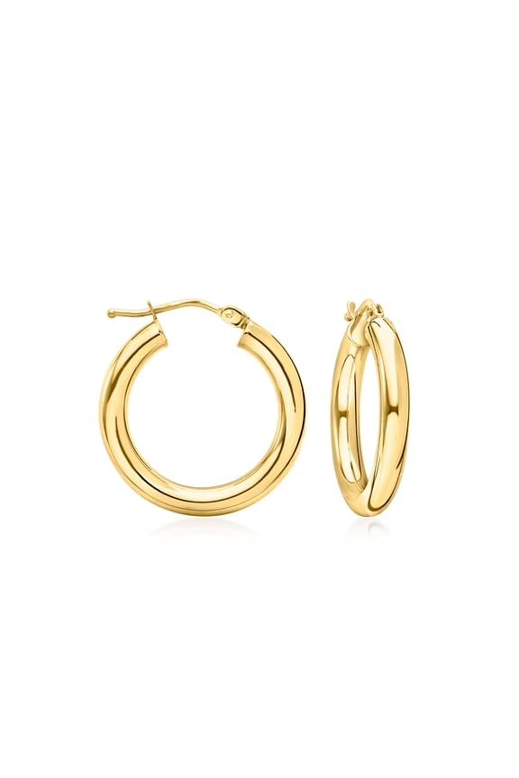 Italian 3mm 18kt Yellow Gold Hoop Earrings, Women's, Adult