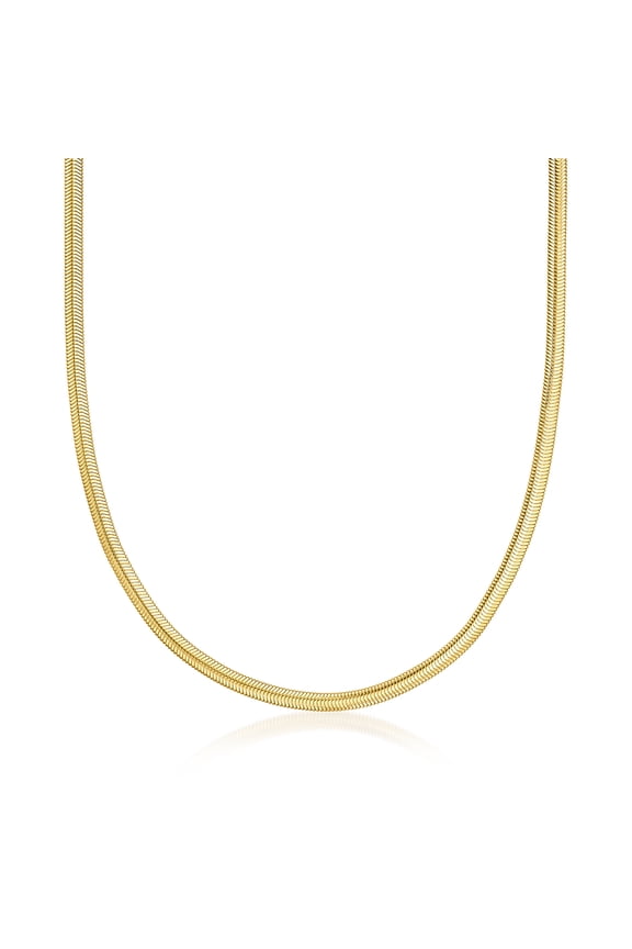 Italian 4mm 14kt Yellow Gold-Plated Flat Snake-Chain Necklace, Women's, Adult