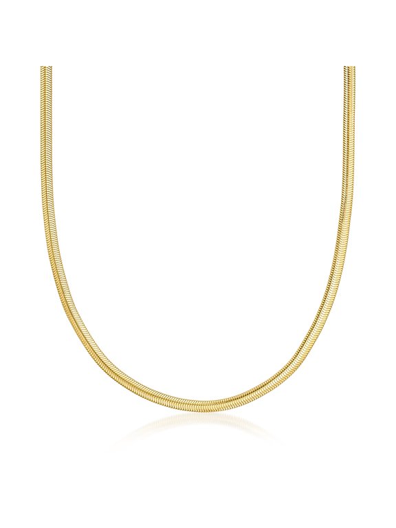 Italian 4mm 14kt Yellow Gold-Plated Flat Snake-Chain Necklace, Women's, Adult
