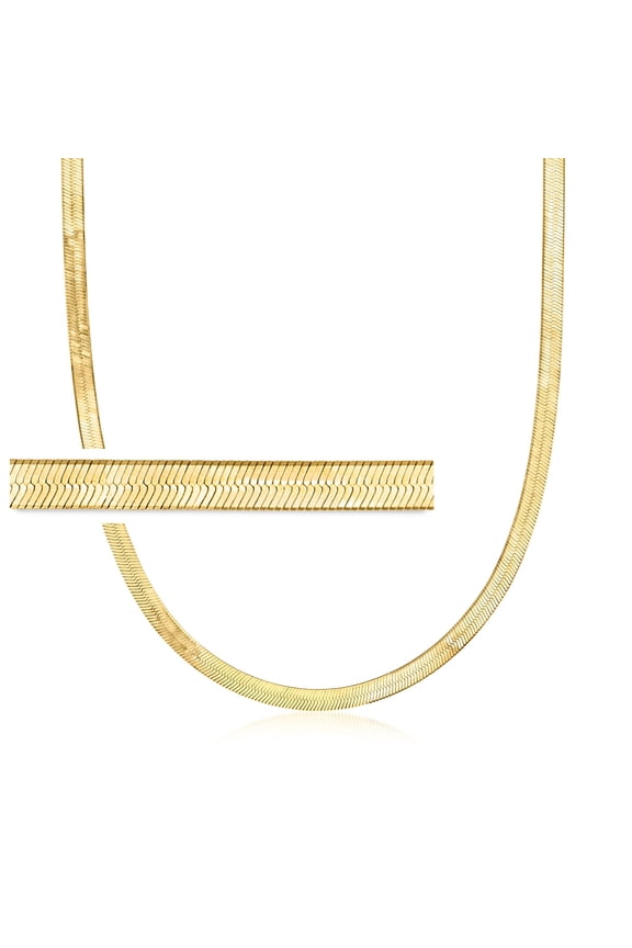 Italian 4mm 18kt Gold Over Sterling Herringbone Chain Necklace, Women's, Adult