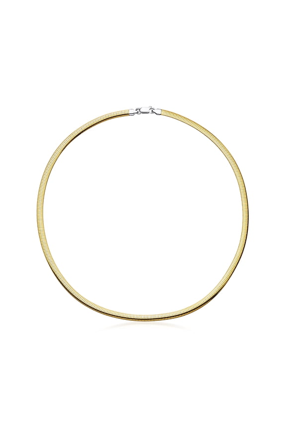 Italian 4mm Silver and 14kt Gold-Plated Omega Necklace, Women's, Adult