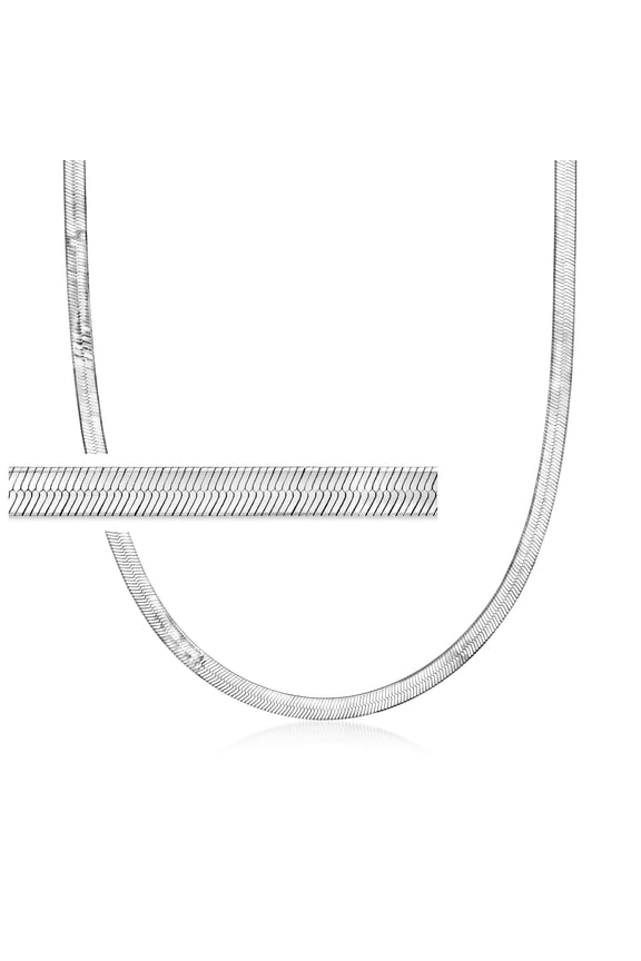 Italian 4mm Sterling Silver Herringbone Chain Necklace, Women's, Adult