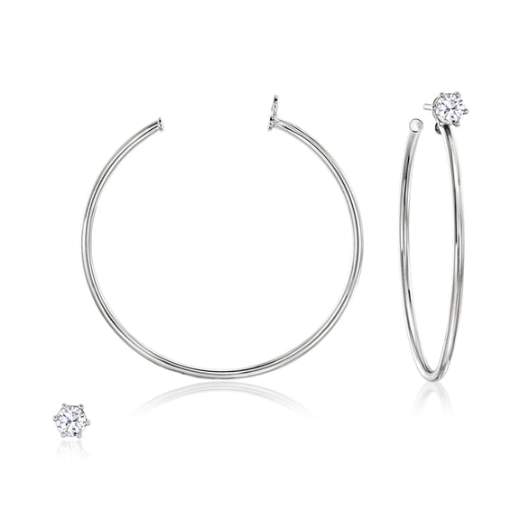 Ross-Simons Italian .50 ct. t.w. CZ Jewelry Set: Stud Earrings and Hoop Jackets in Sterling Silver, Women's, Adult