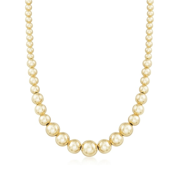 Ross-Simons Italian 6-14mm 18kt Gold Over Sterling Silver Bead Graduated Necklace, Women's, Adult