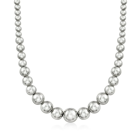Ross-Simons Italian 6-14mm Sterling Silver Graduated Bead Necklace, Women's, Adult