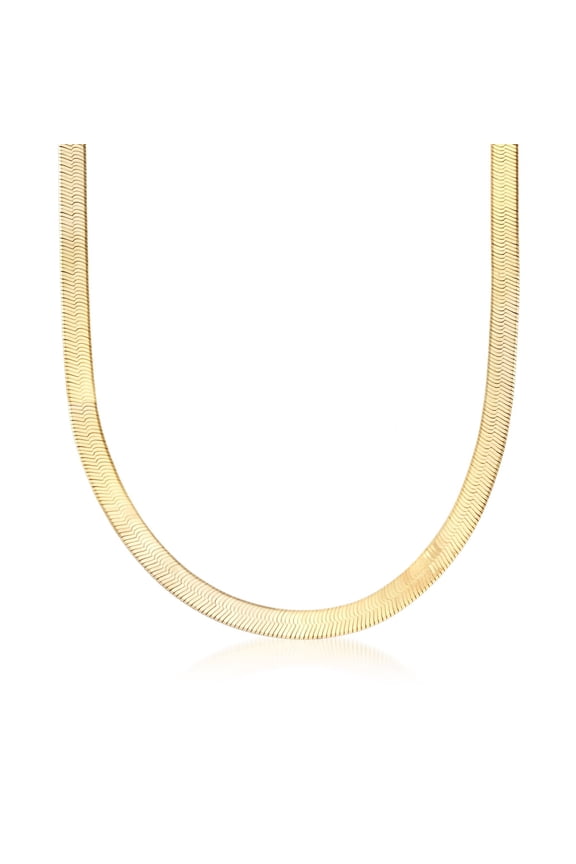 Italian 6mm 18kt Gold Over Sterling Silver Herringbone Chain Necklace, Women's, Adult