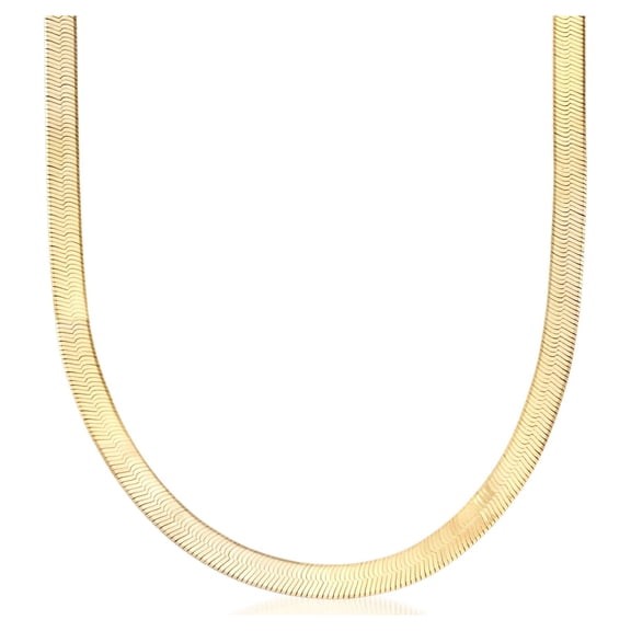 Ross-Simons Italian 6mm 18kt Gold Over Sterling Silver Herringbone Chain Necklace, Women's, Adult