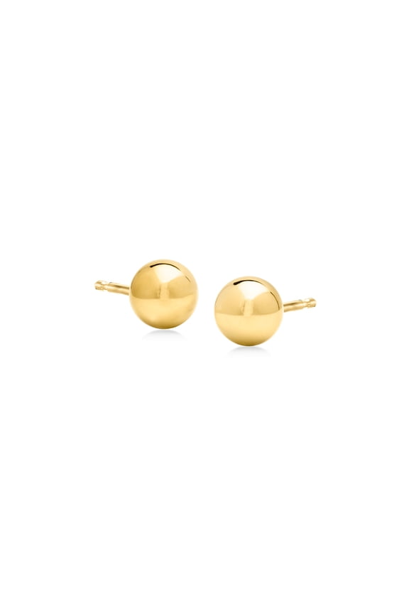 Italian 6mm 18kt Yellow Gold Ball Stud Earrings, Women's, Adult