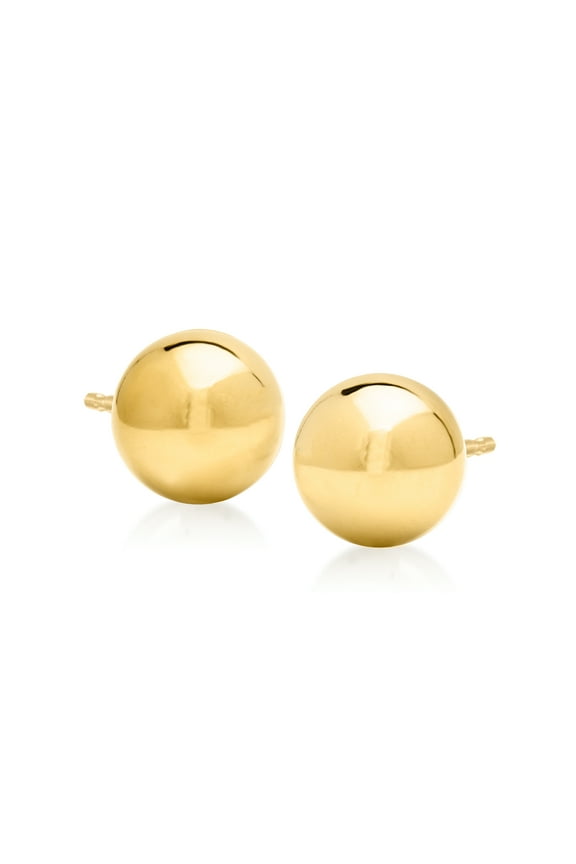 Italian 8mm 18kt Yellow Gold Ball Stud Earrings, Women's, Adult
