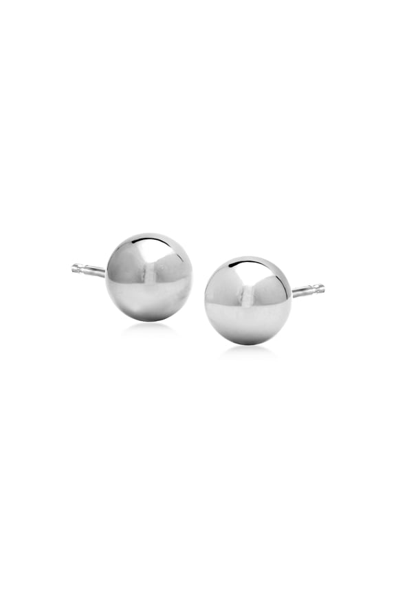 Italian 8mm Sterling Silver Ball Stud Earrings, Women's, Adult