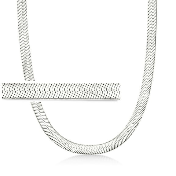 Ross-Simons Italian 8mm Sterling Silver Herringbone Necklace, Women's, Adult