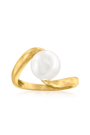 Italian 9-9.5mm Cultured Pearl Twisted Ring in 18kt Gold Over Sterling, Women's, Adult