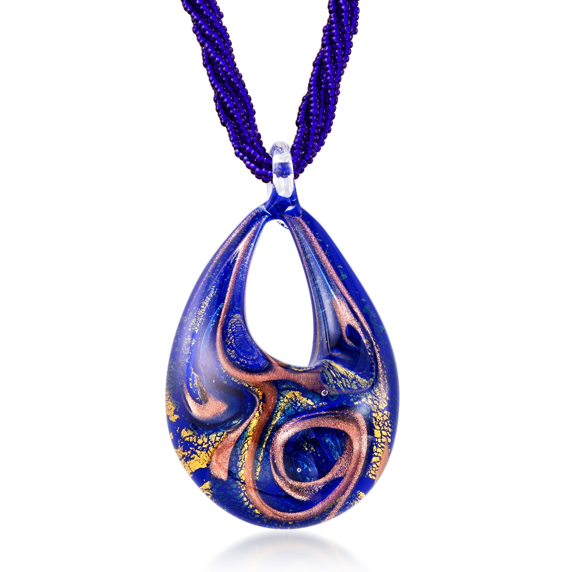 Ross Simons Italian Blue Murano Glass Pendant Necklace in 18kt Gold Over Sterling Women s Adult