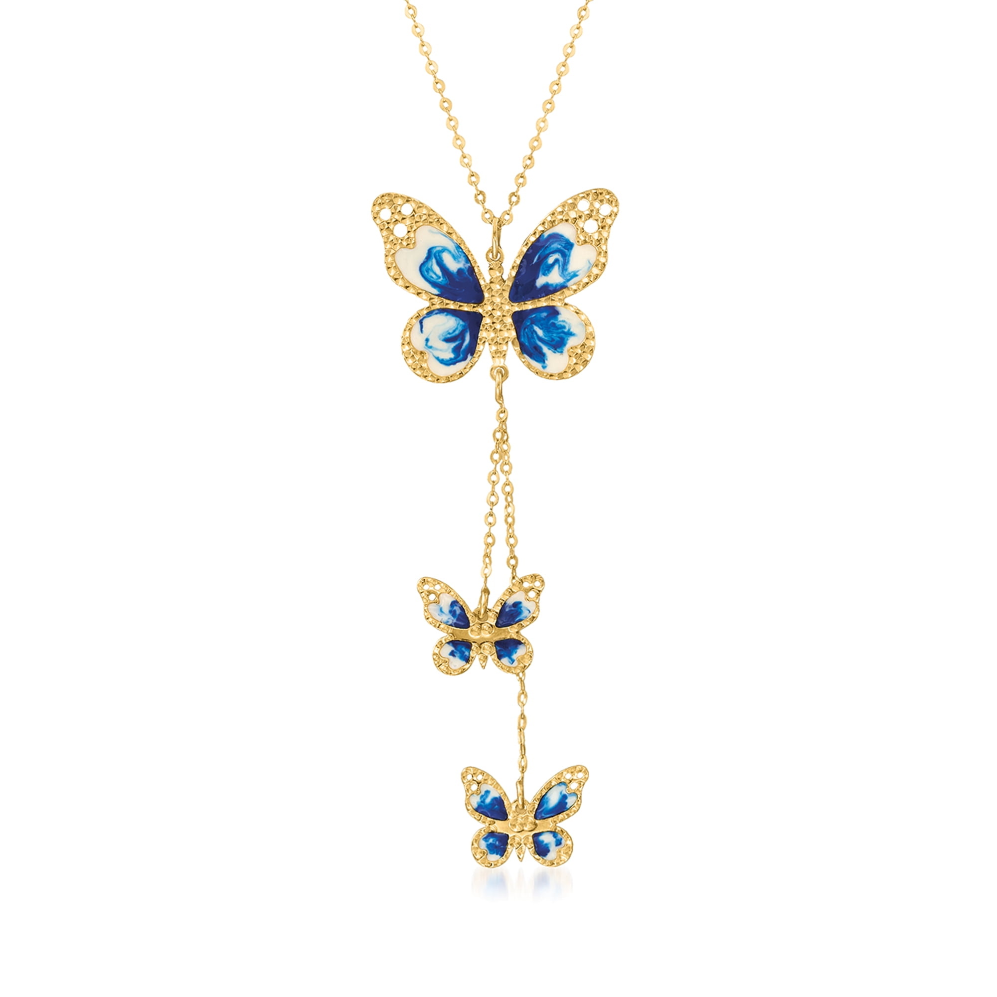BONSNY Adorable Enamel Butterfly Necklace - Dainty Pendant Jewelry Gift For Women & Girls, 18" Chain With Lobster Clasp