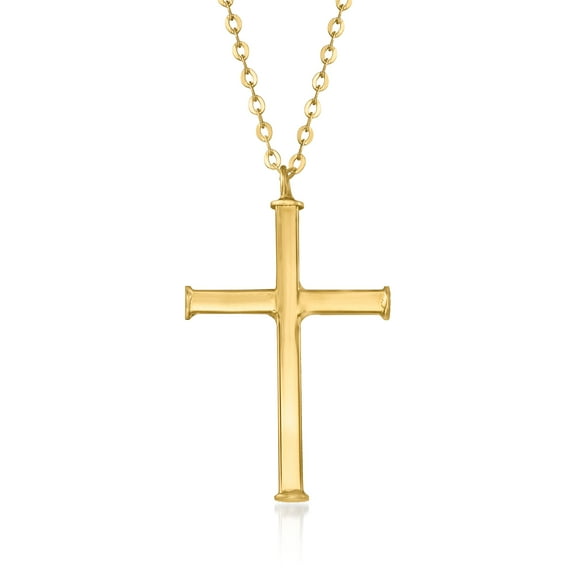 Ross-Simons Italian Cross Necklace in 14kt Yellow Gold, Women's, Adult