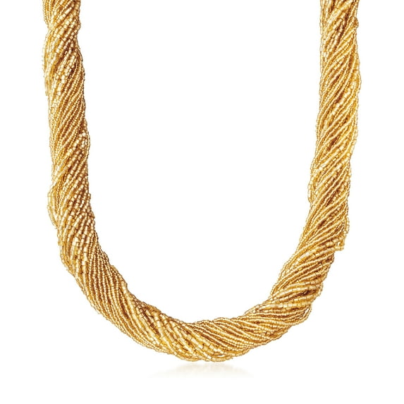 Ross-Simons Italian Golden Murano Glass Bead Torsade Necklace With 18kt Gold Over Sterling, Women's, Adult