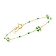 thumbnail image 1 of Ross-Simons Italian Green Enamel Clover Station Bracelet in 14kt Yellow Gold, Women's, Adult, 1 of 6