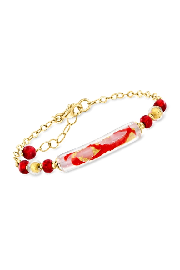 Italian Multicolored Murano Glass Bead Bracelet in 18kt Gold Over Sterling, Women's, Adult