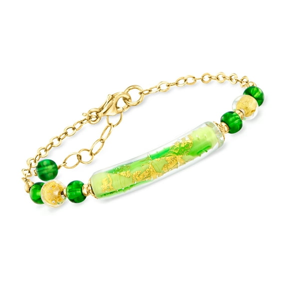 Ross-Simons Italian Multicolored Murano Glass Bead Bracelet in 18kt Gold Over Sterling, Women's, Adult