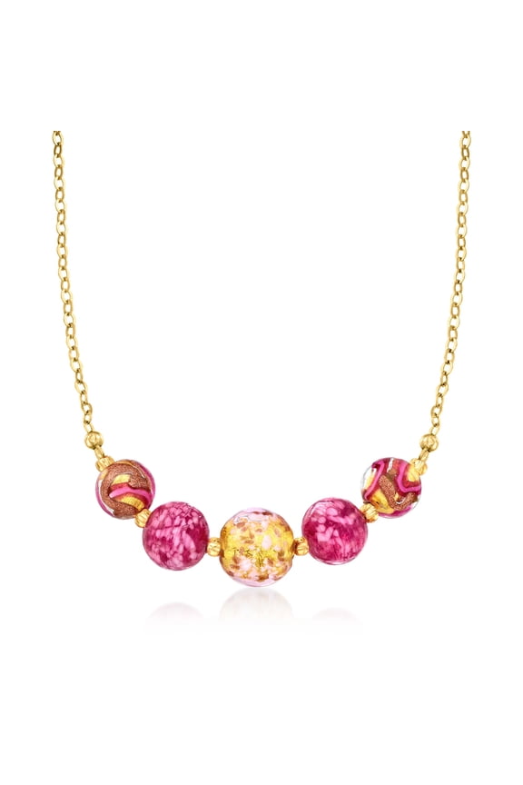 Italian Multicolored Murano Glass Bead Necklace in 18kt Gold Over Sterling, Women's, Adult
