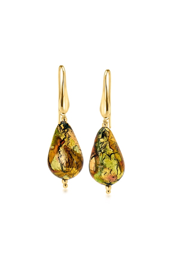 Italian Multicolored Murano Glass Drop Earrings in 18kt Gold Over Sterling, Women's, Adult