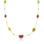 Ross-Simons Italian Multicolored Murano Glass Fruit and Bead Station Necklace With 18kt Gold Over Sterling, Womens, Adult