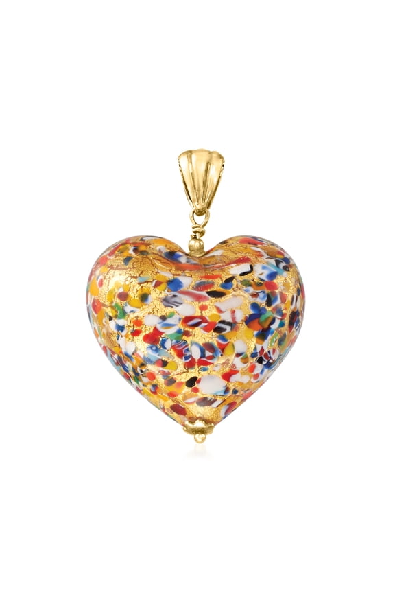 Italian Multicolored Murano Glass Heart Pendant in 18kt Gold Over Sterling, Women's, Adult