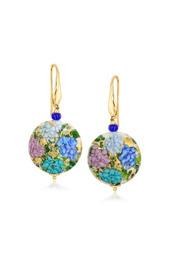 Italian Multicolored Murano Glass Hydrangea Drop Earrings in 18kt Gold Over Sterling, Women's, Adult