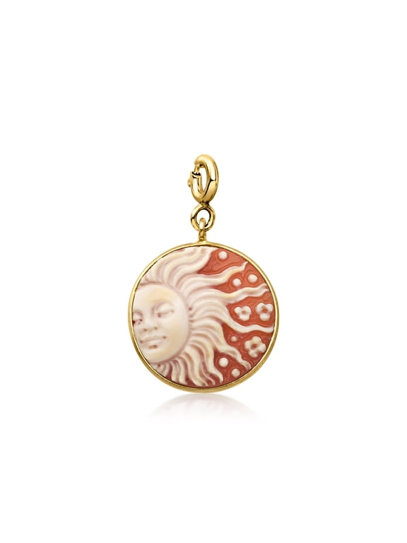 Italian Orange Shell Sun Cameo Charm in 18kt Gold Over Sterling, Women's, Adult